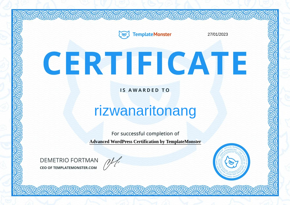 Advanced WordPress Certification by TemplateMonster