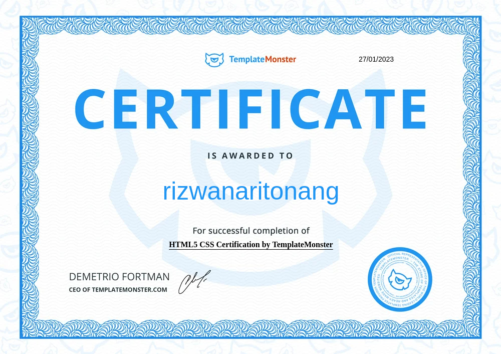 HTML5 CSS Certification by TemplateMonster