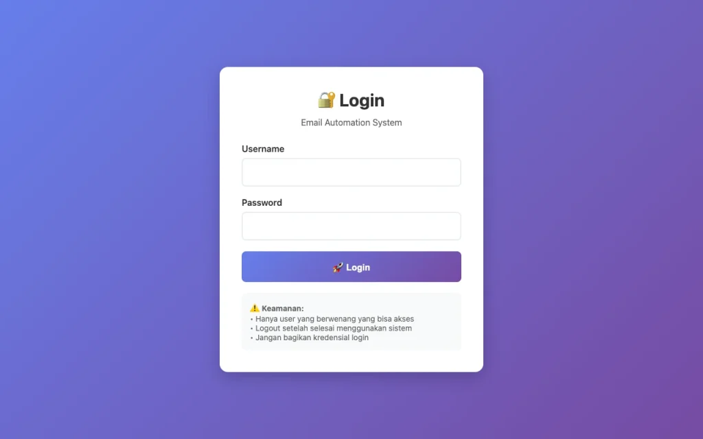 Login Page - Email Sender Login Page - Email Sender